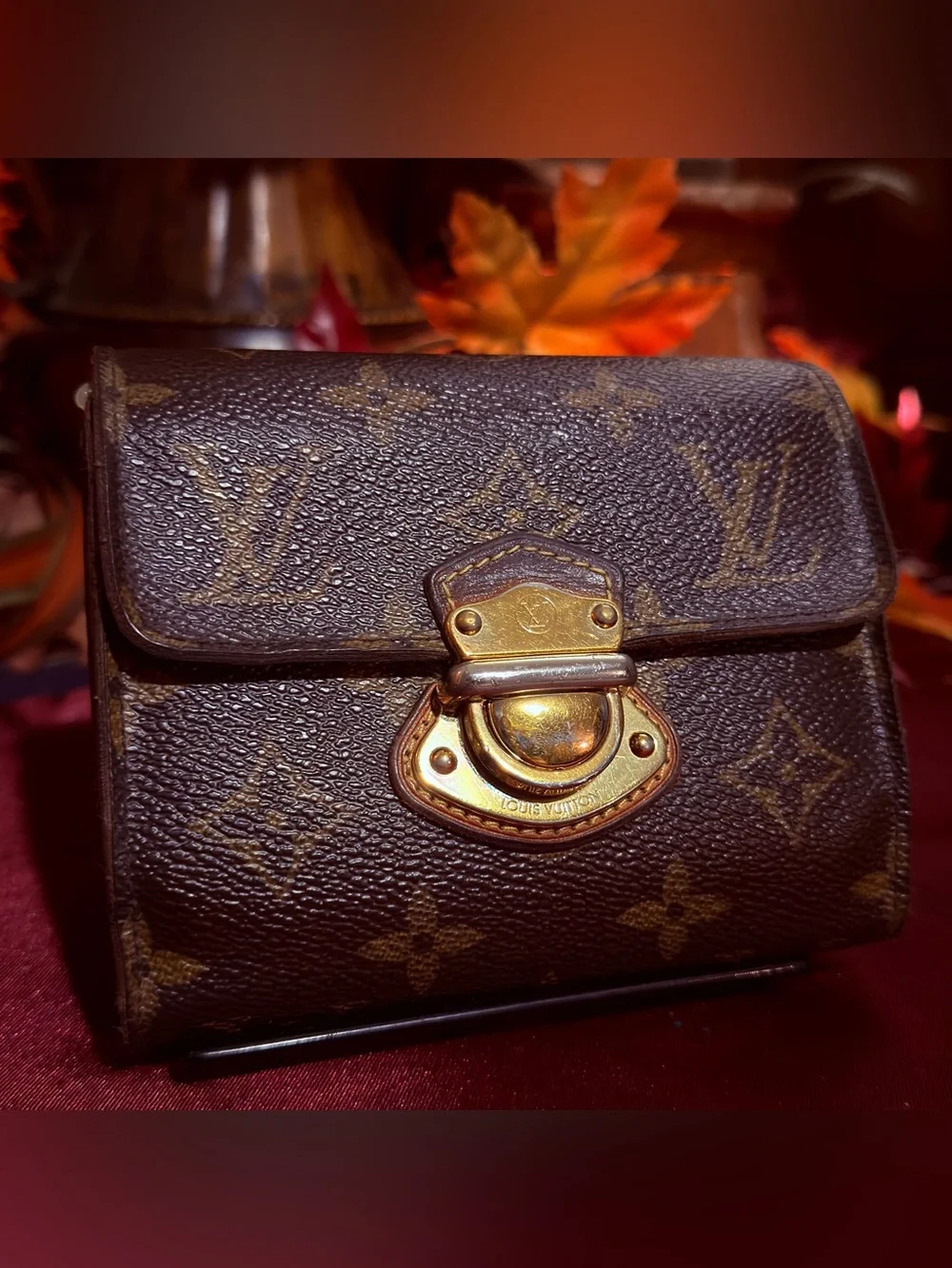 Authentic Louis Vuitton Monogram Small Wallet with Gold-Tone Hardware